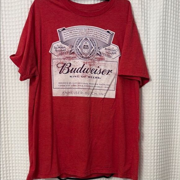 Budweiser Red Short Sleeve Tee Classic Design - Picture 1 of 4